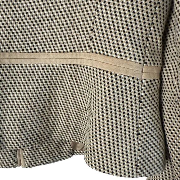 Carlisle Vintage 90s Woven Wool Blazer Jacket Tan Black High Collar Zip Up, Sz 4 - Picture 11 of 12